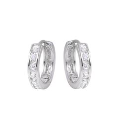 Sterling Silver Rhodium Plated CZ Earring AAE00003-11mm