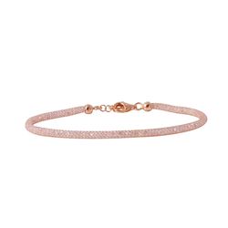 Sterling Silver Rose Gold Plated Mesh Embedded CZ Slim Italian Bracelet ECB00046R