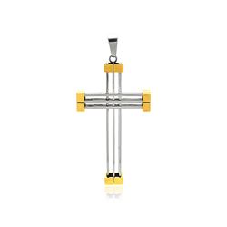Stainless Steel Gold Plated Edge Cross Charm Pendant ssp00389