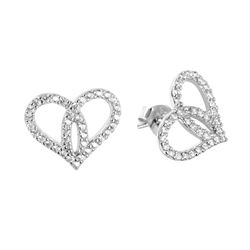 Sterling Silver Heart Shaped Open Heart Earrings with CZ BGE00447
