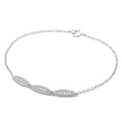 Sterling Silver Rhodium Plated 3 Oval Designed CZ Bracelet - BGB00282