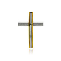 Stainless Steel Gold Plated Two Tone Cross Charm Pendant ssp00366