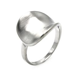 Rhodium Plated Brass Matte Finish Warped Disc Ring bbr00075