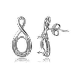 Sterling Silver Rhodium Plated Infinity Personalized Mounting Earrings - BGE00463