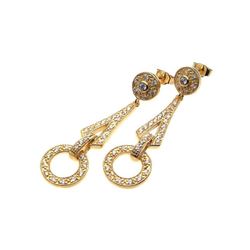 Sterling Silver Gold Rhodium Plated CZ Chadelier Stud Dangling Earring STE00631GP