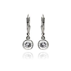 Sterling Silver Rhodium Plated Round Clear CZ Dangling Hook Earring ste00877