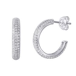 Sterling Silver Rhodium Plated CZ Hoop Earrings GME00029RH