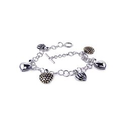 Sterling Silver Rhodium Plated Multiple Four Tone Heart CZ Bracelet bgb00024