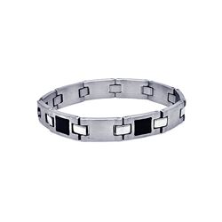 Stainless Steel Synthetic Black Carbon Fiber Design Bracelet ssb00127