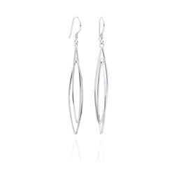 Sterling Silver Rhodium Plated Two Graduated Open Marqui Dangling Hook Earring dse00016