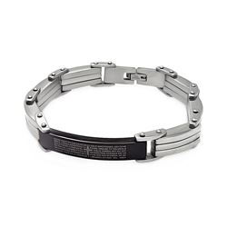 Stainless Steel Padre Nuestro Black ID Bracelet ssb00237