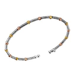 Sterling Silver Gold, Rose Gold & Rhodium Plated Thin Two Tone Bangle ARB00002MUL
