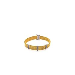 Sterling Silver Rhodium & Gold Plated Clear CZ Bracelet stb00369