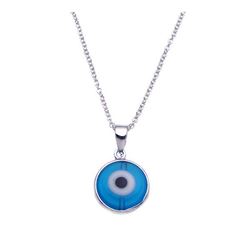 Sterling Silver Rhodium Blue Evil Eye Necklace bgp00240