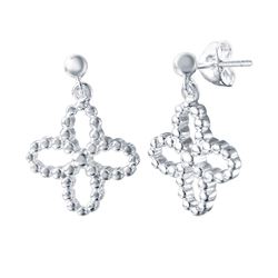 Sterling Silver Rhodium Plated Clover Dangling Stud Earring STE00728