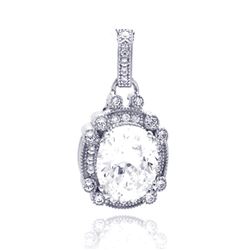 Sterling Silver Rhodium Plated Round Micro Pave CZ Dangling Pendant acp00039