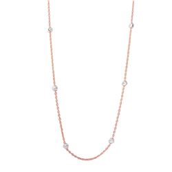 36" Sterling Silver Diamond Cut Beaded Two-Tone Rose Gold Plated Italian Necklace ITN00109RGP