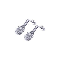Sterling Silver Rhodium Plated Micro Pave Clear CZ Dangling Earring ace00002