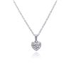 Image 1 : Sterling Silver Clear CZ Rhodium Plated Classic Heart Pendant Necklace stp00154