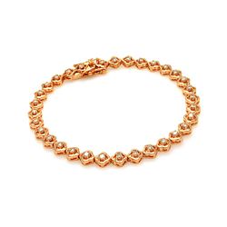 Sterling Silver Gold Rose Plated Clear Flower Link CZ Bracelet bgb00114