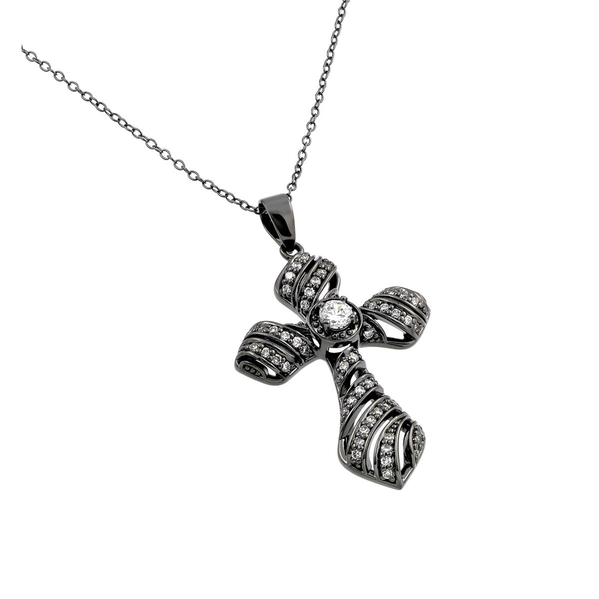 Cross  Pendant - Rhodium Black