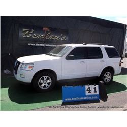 2010 FORD EXPLORER 4X4 ~ 130,871 MILES VIN: 1FMEU7DE4AUA66937, SUV, 4X4, V6, 4.0L, WHITE, AC COLD, 1