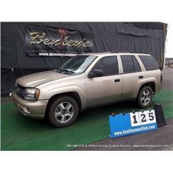 2005 CHEVROLET TRAILBLAZER 4WD ~ 126,261 MILES VIN: 1GNDT13S952260587, SUV, 4WD, I6, 4.2L, TAN, AC C