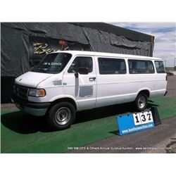 1997 DODGE RAM 15 PASSENGER VAN ~ 146,456 MILES VIN: 2B5WB35Z5VK549091, WAGON, FULL-SIZE, RWD, V8, 5