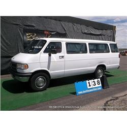1996 DODGE RAM 15 PASSENGER VAN ~ 092,103 MILES VIN: 2B5WB35ZXTK127539, WAGON, FULL-SIZE, RWD, V8, 5