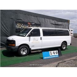 2003 CHEVROLET 15 PASSENGER VAN ~ 154,787 MILES VIN: 1GAHG39U631Z24385, EXPRESS, FULL-SIZE, RWD, V8,