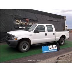 2003 FORD F-250 SUPER DUTY ~ 124,586 MILES VIN: 1FTNW21SX3EA44613, PICKUP, 4WD, V10, 6.8L, WHITE, A/