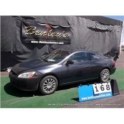 2003 HONDA ACCORD ~ 99,511 MILES VIN: 1HGCM72693A022963, COUPE, FWD, I4, 2.4L, BLACK, A/C COLD, 1/4 