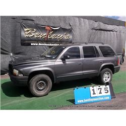 2003 DODGE DURANGO 4WD ~ 203,329 MILES VIN: 1D4HS48N83F553892, SUV, 4WD, V8, 4.7L, GREY, WINDSHIELD 