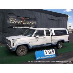 1987 FORD RANGER ~ 98,814 MILES VIN: 1FTCR14A3HPB13682, PICKUP, RWD, I4, 2.3L, WHITE, WINDSHIELD CRA