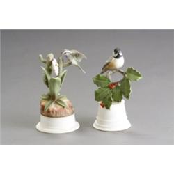 Two Boehm Polychrome Bisque Figures of Birds, The first, Hummingbird, issued in 1958 from an un...