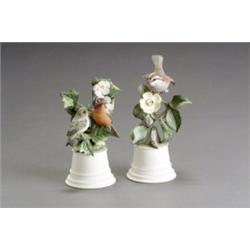 Two Boehm Polychrome Bisque Figures of Birds, The first, White-Throated Sparrow, issued in 1957...