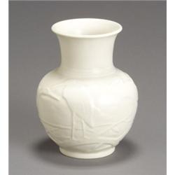 Rookwood Pottery Matte Glaze Vase, Dated 1935, The baluster form molded with birds on entwine...
