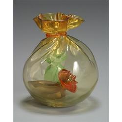 Bagged Bags: A Glass Sculpture, John Littleton and Kate Vogel, 1982, Formed as an amber bag e...