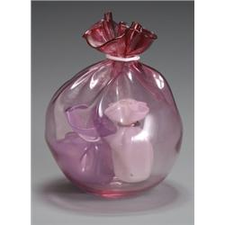 Bagged Bags: A Glass Sculpture, John Littleton and Kate Vogel, 1983, Formed as a pale rose ba...