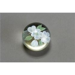 Orient & Flume Dogwood Paperweight, Signed G. Jones, Last Half 20th Century, The domed weight...