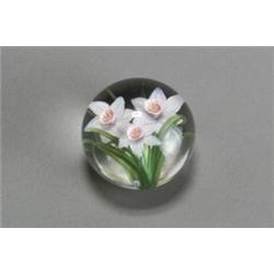 Lundberg Studios Jonquil Paperweight, Signed Steven Lundberg, Dated 1990, The domed weight de...