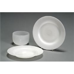 American Opaque White Glass Part Dinner Service, First Quarter 20th Century, Consisting of :...