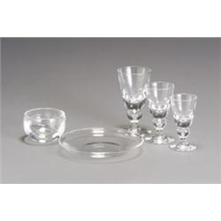 Steuben Clear Glass Part Dinner Service, Designed Circa 1940, Consisting of:, 6 Water goble...