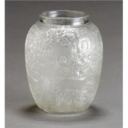 Lalique Molded and Frosted Glass +Biches ' Vase, Model Introduced June 7, 1932 (Marcilhac 1082)...