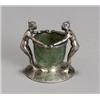 Image 1 : Cartier Sterling and Jade Figural Cup, Circa 1950s, The spinach green nephrite jade cup flank...