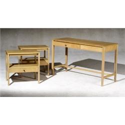 Paul McCobb +Perimeter Group ' Birch Dressing Table and Pair of Nightstands, Manufactured by Wi...