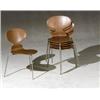 Image 1 : Set of Six Arne Jacobsen Walnut Veneered +Ant ' Chairs, Design Introduced 1952, Manufactured by...