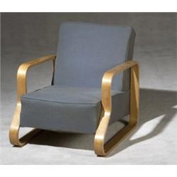 Alvar Alto Lounge Chair, Model No. 44, Design Introduced 1931, Manufactured by Artek, With bl...