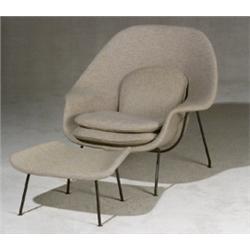 Eero Saarinen +Womb ' Lounge Chair and Ottoman, Design Introduced 1948, Manufactured by Knoll I...