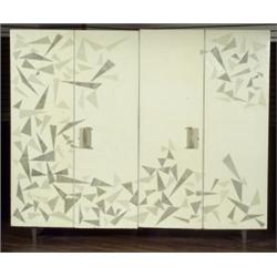 Piero Fornasetti Painted and Transfer-Printed Four-Door Armoire, Probably Designed with Gio Pon...